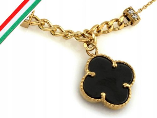  585 Gold Blumenkette mit schwarzem Onyx 3,2g modisches Damenmuster 14k
