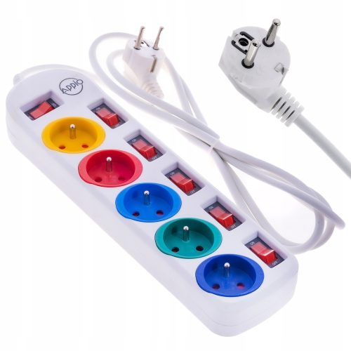 Smartled Strip-Verlängerungskabel 2 m, 5 Stk. Steckdosen, schwarz