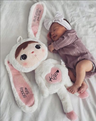  Hasenpuppe mit Namen, Kuscheltier, 50 cm, creme