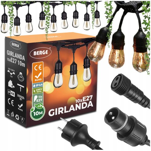  Berge Lichtergirlande 1000 cm Netz schwarz + 5× Berge Girlandenhaken 9507 2 cm
