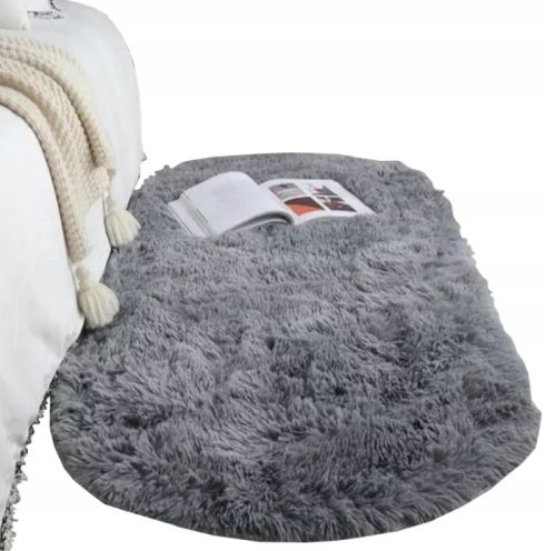  GRAUER TEPPICH FÜR DAS WOHNZIMMER ZOTTIGES LANGES HAAR