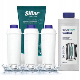    3× Sillar SIL001 Wasserfilter für Delonghi Kaffeemaschine + AquaFloow Universal-Entkalker für Kaffeemaschine – 0,5l