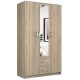  TopEshop Deluxe Kleiderschrank 120 x 205 x 52 cm Sonoma-Eiche Kleiderschrank mit Spiegel