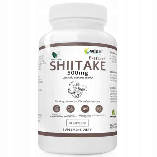 Shiitake 500mg Extrakt - 60 Vegane Kapseln für Immunsystem und Stressabbau