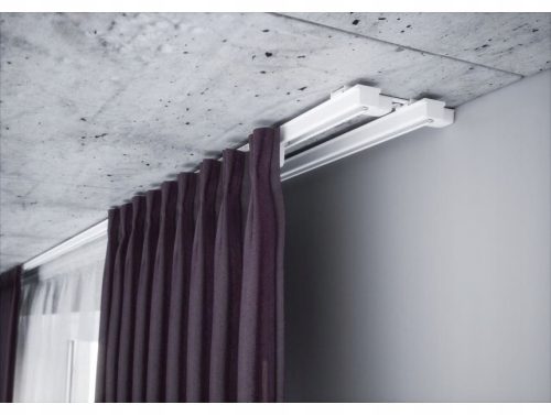 Deckenschienen 2 weiße Aluminium-Vorhangschienen, 2,0 m