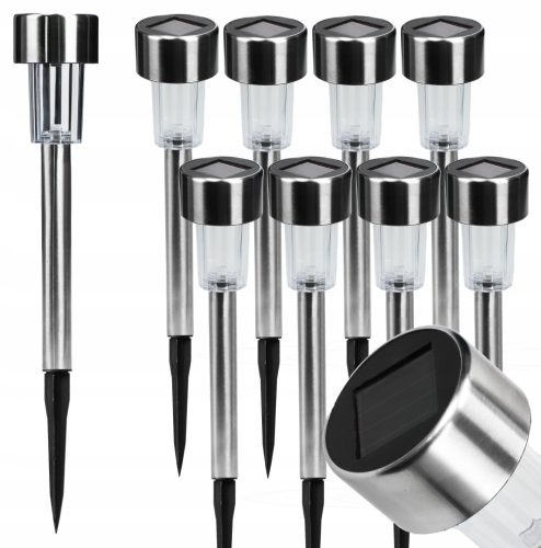 Gartenlampen stecken im Boden fest Smartled Einbau-Solarlampe, Silber, 30 cm, 8 Stk.