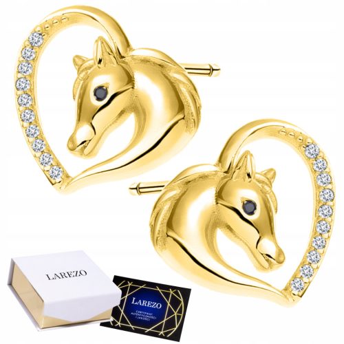  925 Gold Ohrringe Herz mit Pferden Herzen mit Pferden Pferde Pferd Pferd