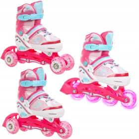  Rollschuhe 3in1 RAVEN Zoya Pink 30-33 LED-Rad