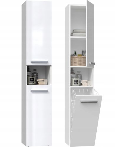 TopEshop Nell III Stand-Badezimmerschrank, weiß glänzend, 31x30x174 cm