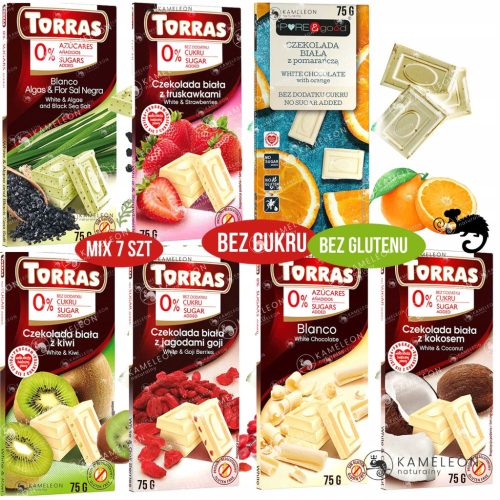 Weißschokoladen-Set von Torras & Pure&Good - Mix verschiedener Geschmacksrichtungen ohne Zuckerzusatz