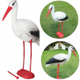    Storch-Gartenfigur, aufgeklebter Vogel, stehend, Outdoor-Dekoration für den Garten