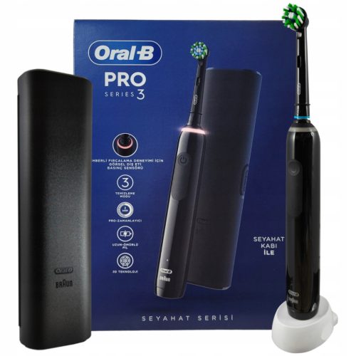  Oral-B Pro 3 – 3500 – Schwarze elektrische Zahnbürste mit Braun-Technologie