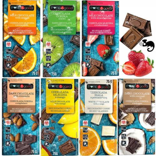 7er Set PURE&GOOD Zuckerfreie Schokoladen - Glutenfrei und Natürlich Gesüßt