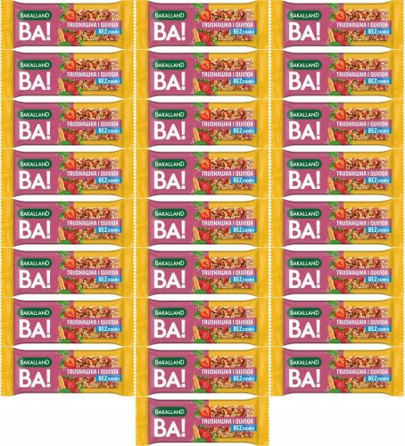 25x Bakalland BA! Zuckefreier Getreideriegel mit Erdbeer und Quinoa, 30g