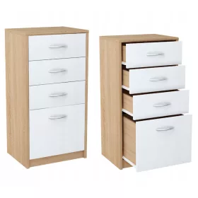    JULIA Kommode 44,6 x 34,6 x 84,1 cm weiß, Sonoma-Eiche matt