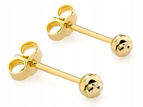  SCHÖNE OHRRINGE AUS GOLD pr. 585 14-Karat-Kugeln, 3-mm-Stab