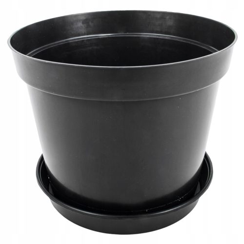  DonKwiat Blumentopf 46,5 cm x 46,5 x 35 cm Durchmesser 48,5 cm Kunststoff schwarz + GardenPlus Blumentopfständer + 40 cm Kunststoff