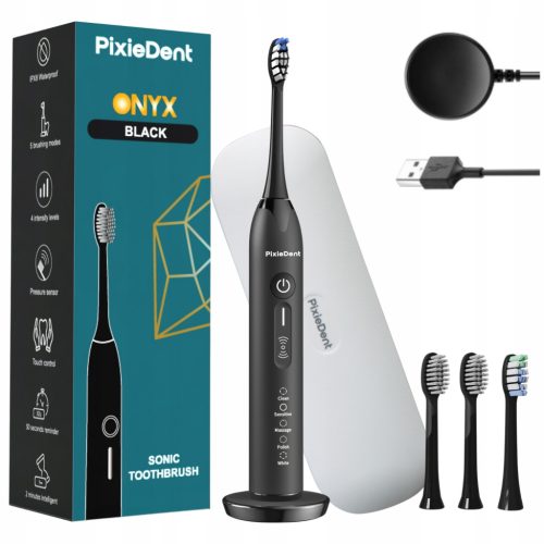  PixieDent ONYX schwarze Schallzahnbürste