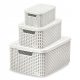 Curver Rattan-Optik Aufbewahrungskorb mit Deckel in Creme