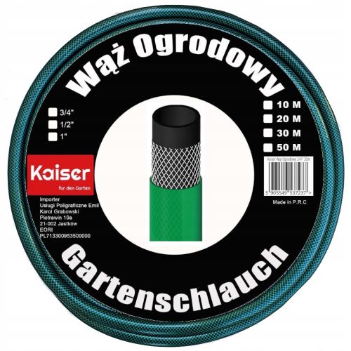  GARTENSCHLAUCH 50M 3/4" ZOLL KAISER, 3-LAGIG