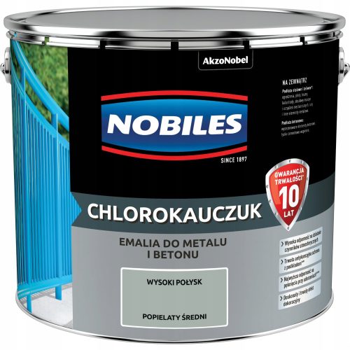 Nobiles Chlorkautschuklack für Metall, 10 l, Grau- und Silbertöne, glänzend