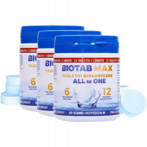  Tabletten für Klärgruben, Präparat für Kläranlagen, BioTab Max All in One, 3x