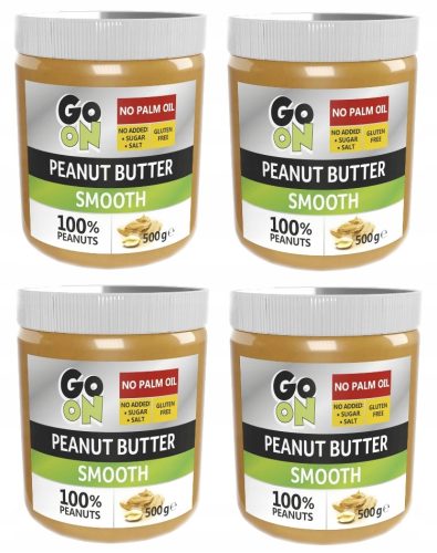 GO ON Smooth Erdnussbutter, 100% Reine Erdnüsse, 500g