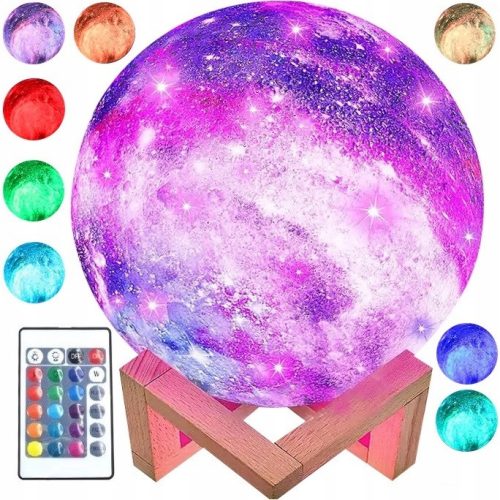  MOND-LED-NACHTLAMPE FÜR SCHLAFZIMMER AUF DEM SCHREIBTISCH, BUNTES PLANETENGESCHENK + MIK-STAR-FERNBEDIENUNG 24 TASTEN