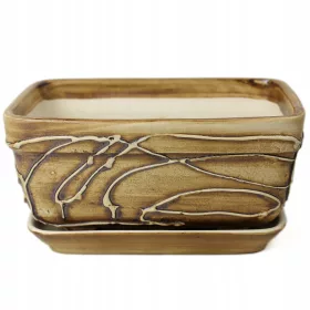    Jarmarkt Blumentopf 19 cm x 13 x 10,5 cm Keramik Creme, Braun- und Beigetöne