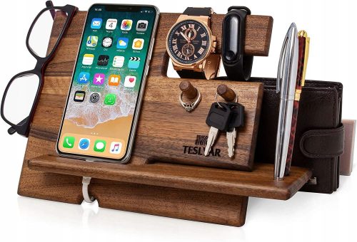  Schreibtisch-Organizer, Telefonhalter aus Holz
