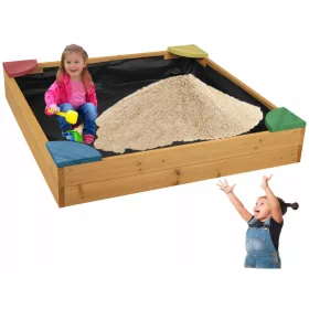 Sandkasten mit wasserfester, gebeizter Plane