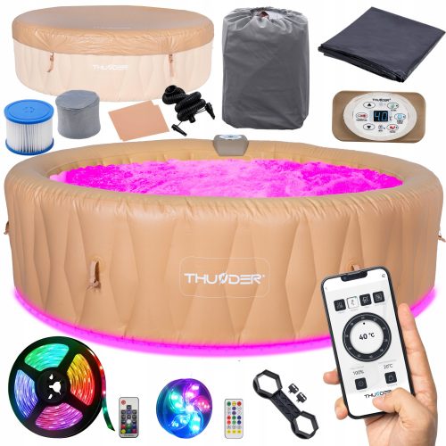 Whirlpool, Garten-Whirlpool Quadratischer aufblasbarer Hydromassage-Pool THUNDER 980 l