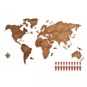  Hölzerne Weltkarte an der Wand Picnicwood 150 x 85 cm