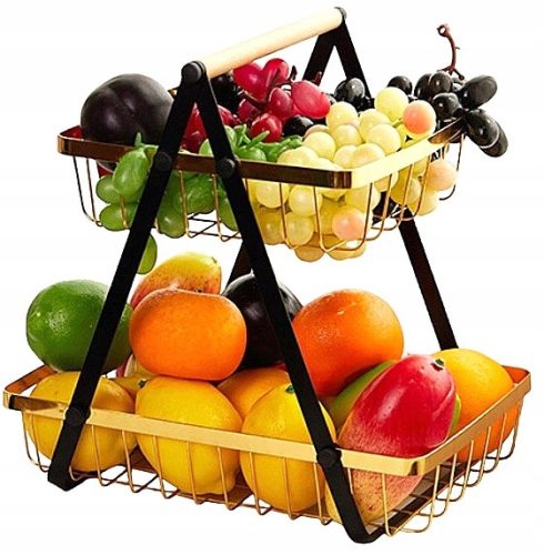 Körbe Obstkorb, schwarzes und goldenes Metall