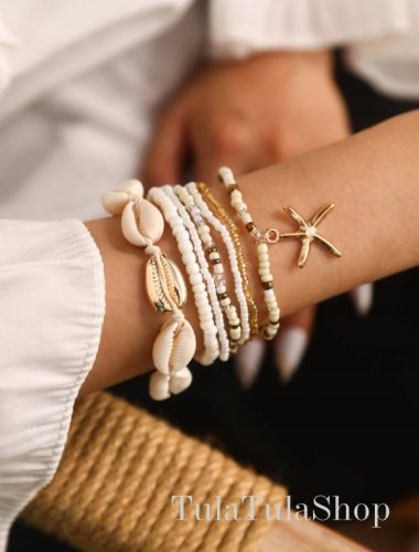  Kauri-Muschel-Armbänder, Sommerschmuck für Damen
