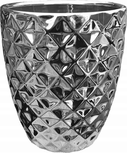  Polnix Blumentopf 17 cm x 15 x 15,7 cm Durchmesser 13,5 cm Keramik in den Farbtönen Grau und Silber