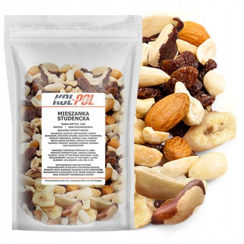  STUDENT MIX 1kg Natürliche Nüsse und Trockenfrüchte