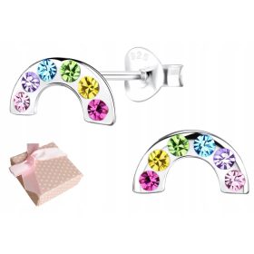  SILBERNE OHRRINGE, BABYMÄDCHEN, Regenbogen