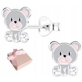  SILBERNE KINDEROHRRINGE, MÄDCHEN, Teddybär