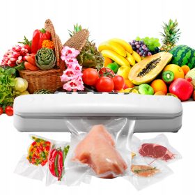    VAKUUMVERSIEGELGERÄT FÜR LEBENSMITTELVERPACKUNGSMASCHINE MIT LEISTUNG 110 W + SET XXL-BEUTEL + VAKUUMVERSCHLUSSBEUTEL 10 STÜCK