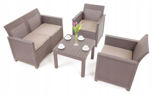 Ein Satz Garten- und Terrassenmöbel Keter Gartenmöbel-Set, Kunststoff EMMA, beige, 4-teilig.