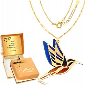  925 Goldkette Kolibri Farbe Titangravur