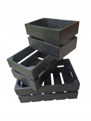  Ein Set aus 3 Holzkisten unterschiedlicher Größe