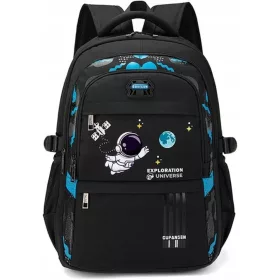  K&M Schulrucksack mit mehreren Fächern, schwarz