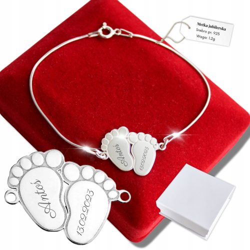  Fußarmband aus 925er Silber mit Gravur für Mama