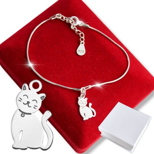  Silberarmband-Anhänger Katze Kätzchen 925