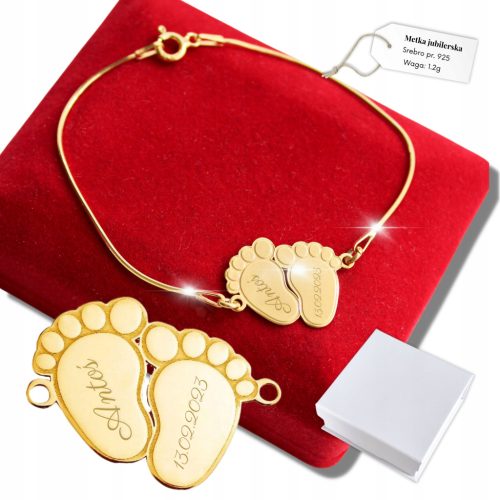  Fußarmband aus 925er Gold mit Gravur für Mama
