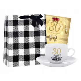    Geschenk zum 30. Geburtstag für Frau: Tasse + Karte + Tasche – Set