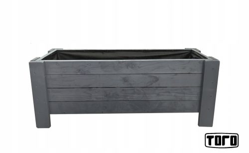  Blumentopf von TORO 120 cm x 33 x 35 cm, dunkelgraues Holz, Graphit, Grau- und Silbertöne