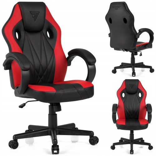  Sense7 Prism Gaming-Stuhl, schwarzes und rotes Öko-Leder